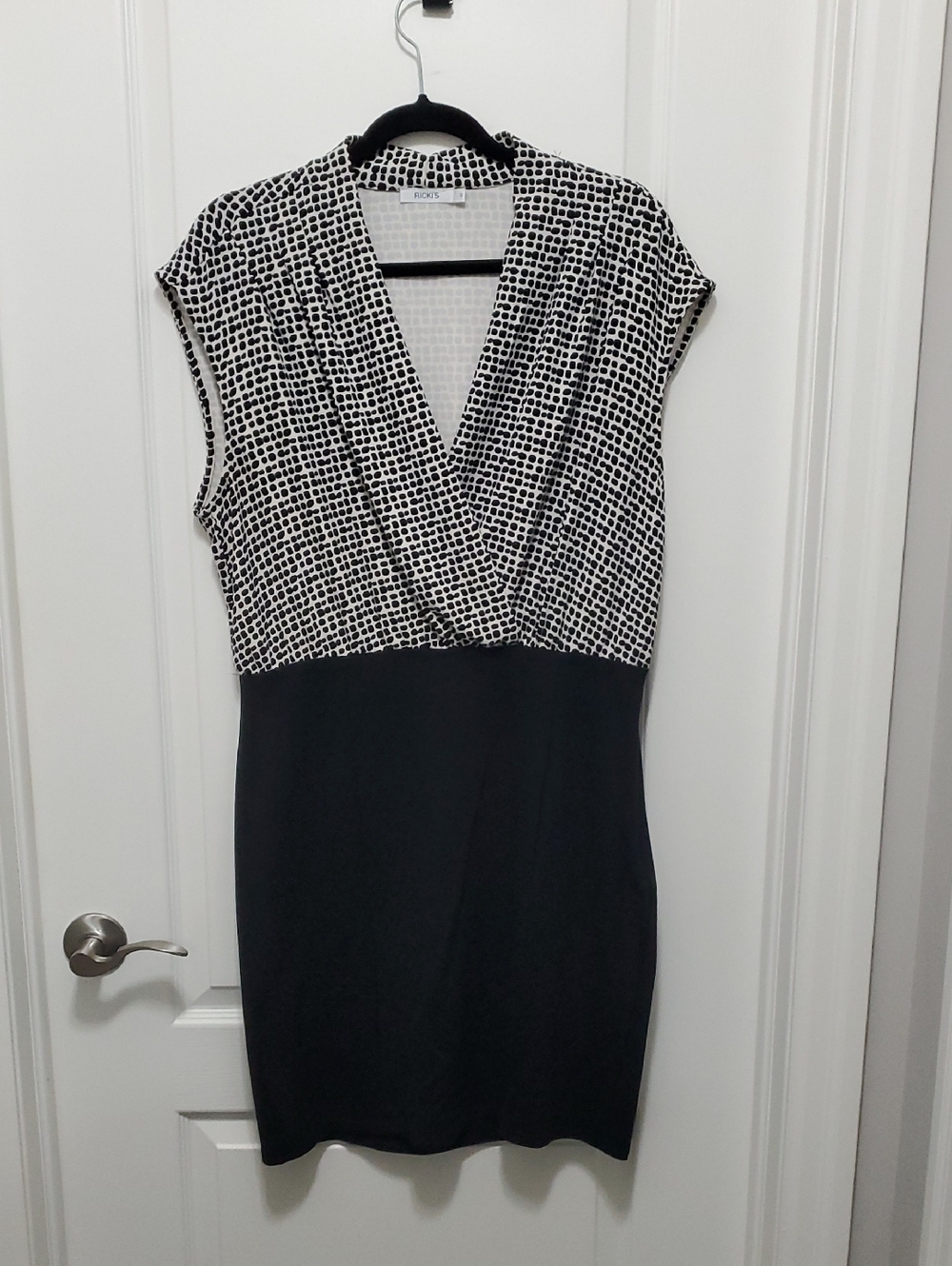 Ricki's Black & White Cap-Sleeve Wrap Sheath Dress